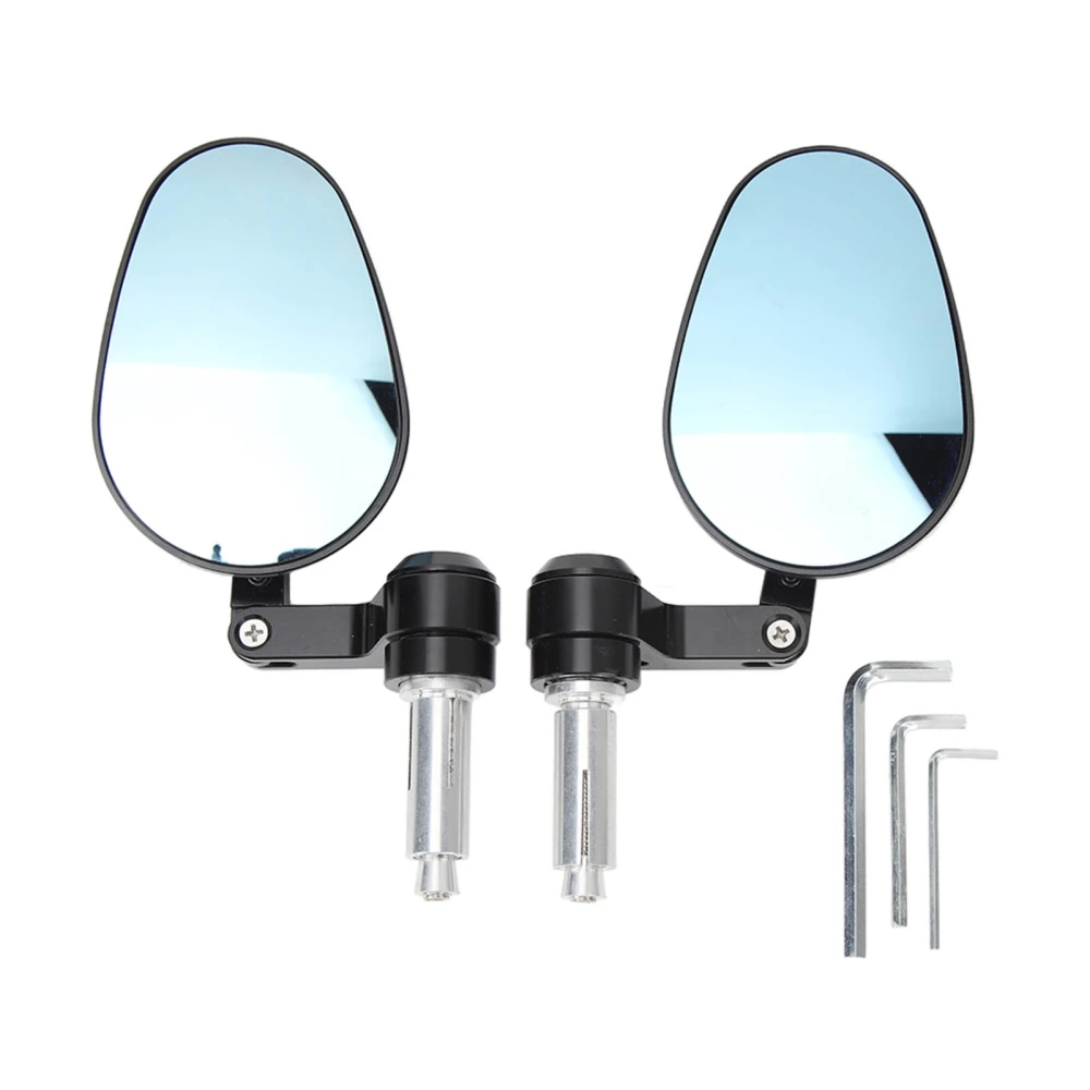 2PCS Motorcycle Rear View Mirrors Black Blue Glass Glare Resistant Handlebar Side Mirror for Motorbike Bicycle