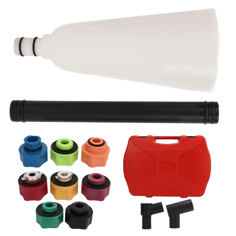 Oil Funnel Filling Kit Offset Extension Tube Color Coded Adapters Spill Free High Efficiency for Automotive Use