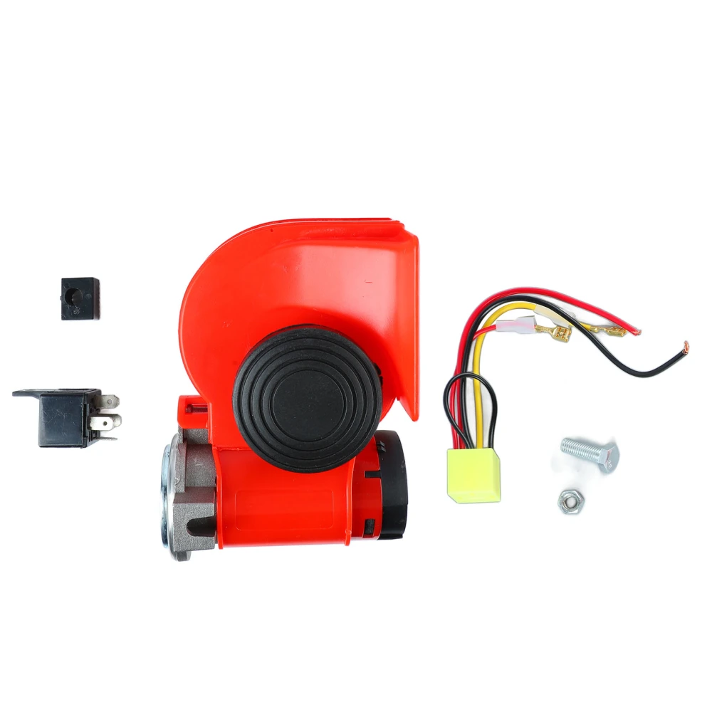 12V Car Air Horn Red Square Mouth Strong Loud Volume Unique Shape Snail Electric Horn for Motorcycle Trucks Ships