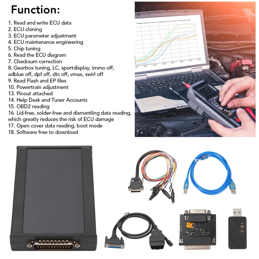 Auto ECU Programmer Reading Writing Tool 67 in 1 ECU Diagnostic Chip Tuning Read Write ECU Via Boot ECU Gifts