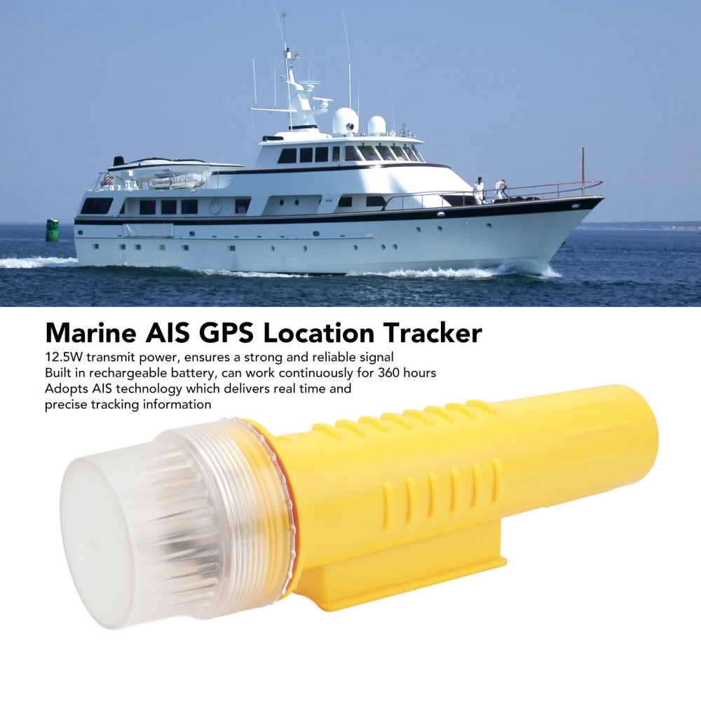 Marine AIS GPS Location Tracker 12.5W High Precision Transponder Buoy Fishing Net Locator with Antenna for Class A Class B AIS Receiver EU Plug 100-240V