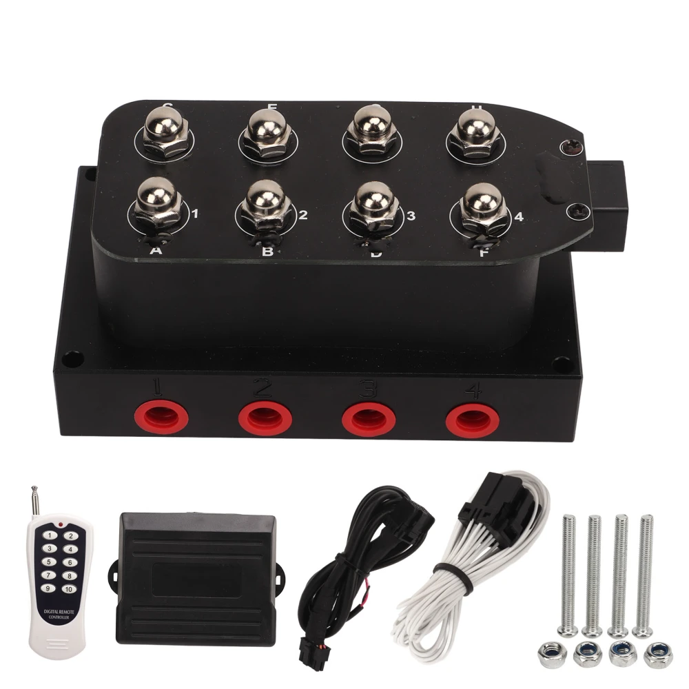 Air Suspension Valve Manifold 12V 8 Valves Air Ride Suspension Manifold Bag Remote Controller for Car