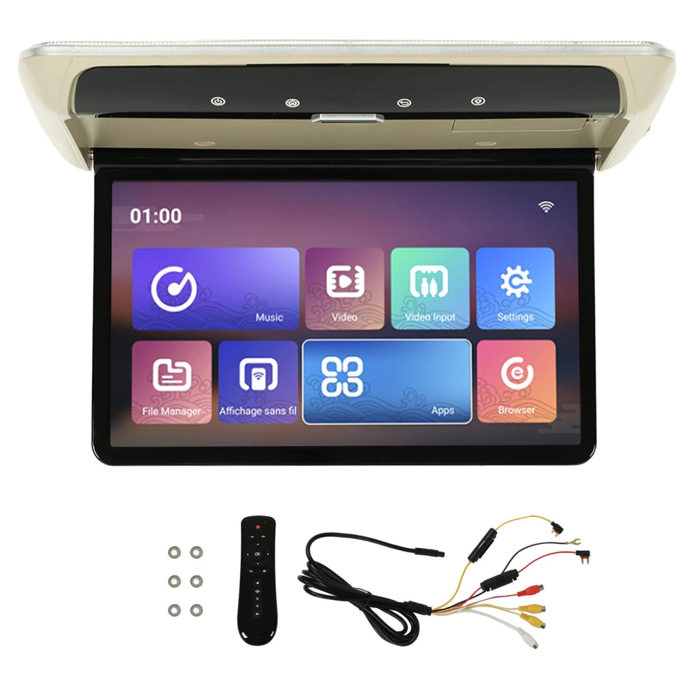 15.6in Rear Seat Video Monitor for Android 10.0 Support Bluetooth WiFi Phone Wireless Mirroring Touch Screen Beige