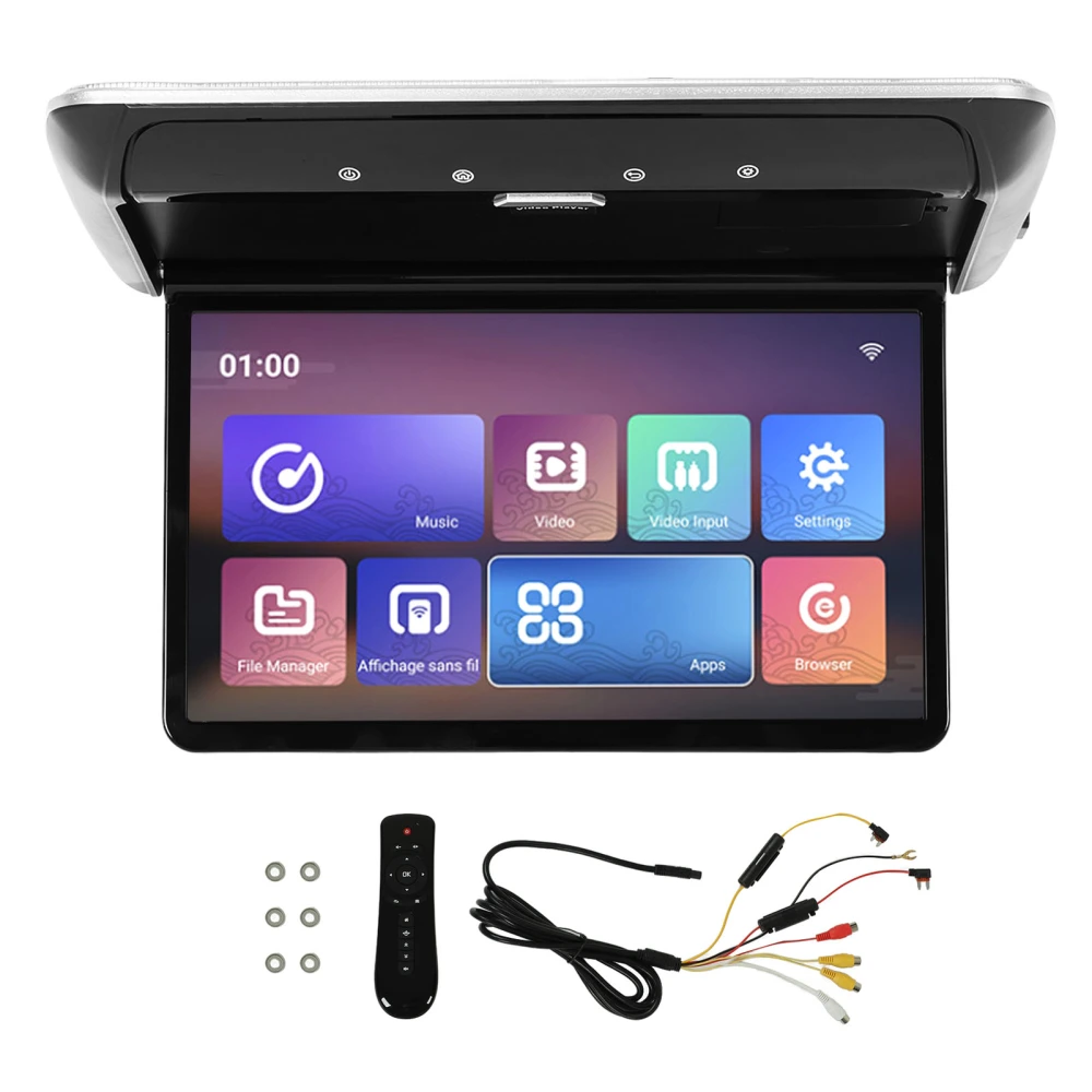 15.6in Rear Seat Video Monitor for Android 10.0 Support Bluetooth WiFi Phone Wireless Mirroring Touch Screen Black