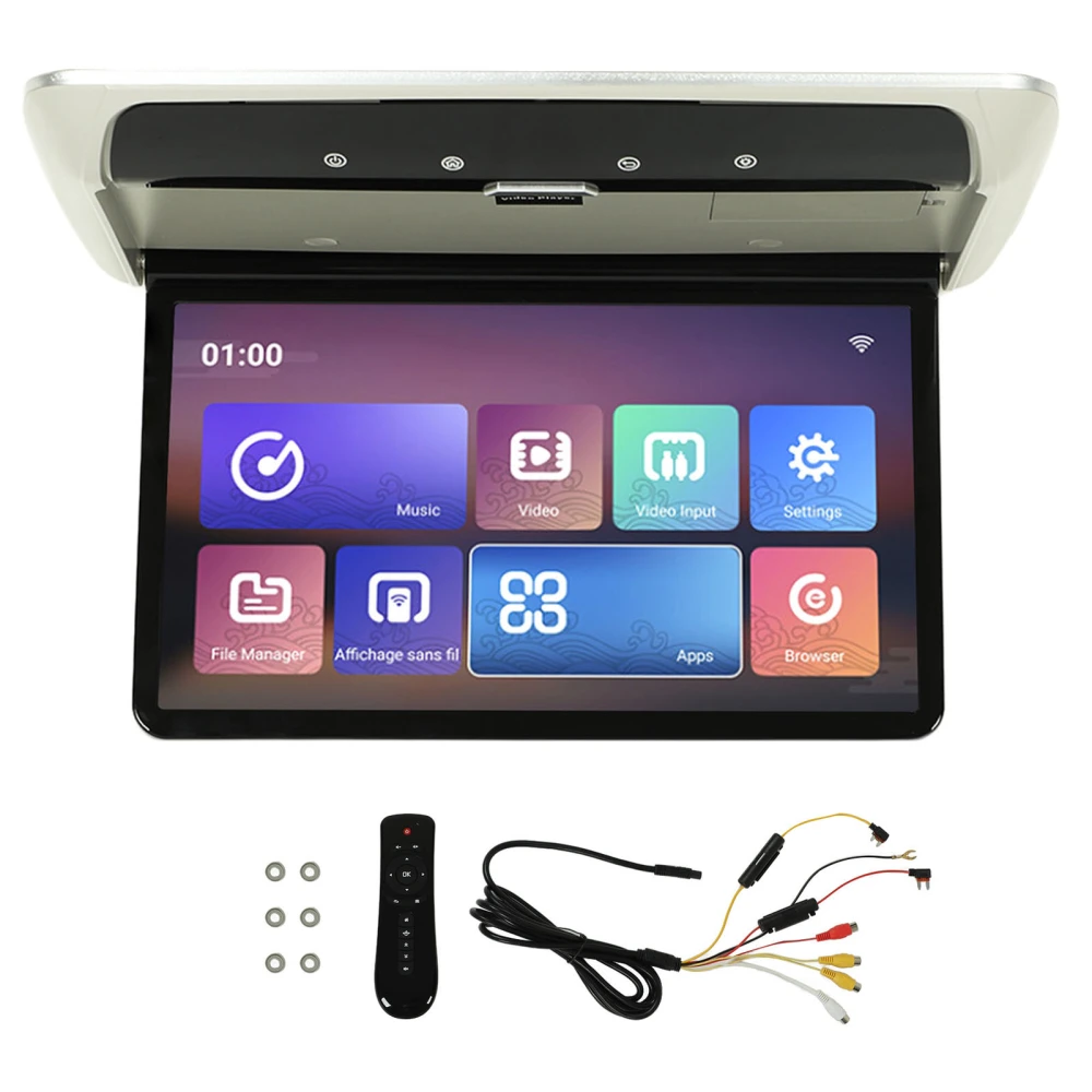 15.6in Rear Seat Video Monitor for Android 10.0 Support Bluetooth WiFi Phone Wireless Mirroring Touch Screen Grey
