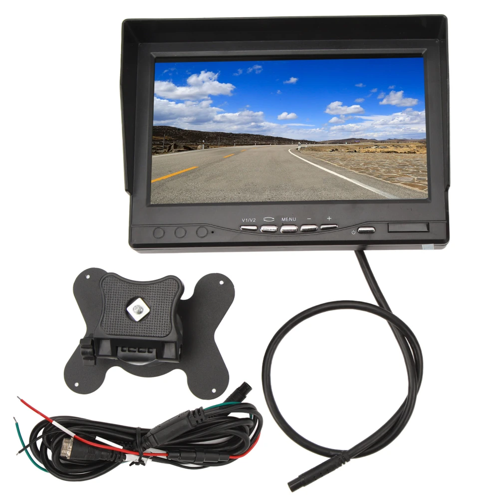 Rear View Monitor Kit 7 Inch IPS Screen PAL NTSC Format DC 9‑35V Parking Reverse Monitor Set for Truck Trailer RV Pickups Aviation Connector