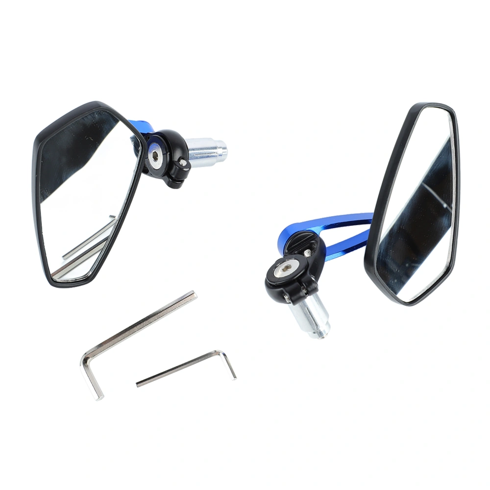 1 Pair Motorcycle Rear View Mirror 360° Rotatable Smooth Glass Clear Vision Universal Handlebar Side Mirror Blue