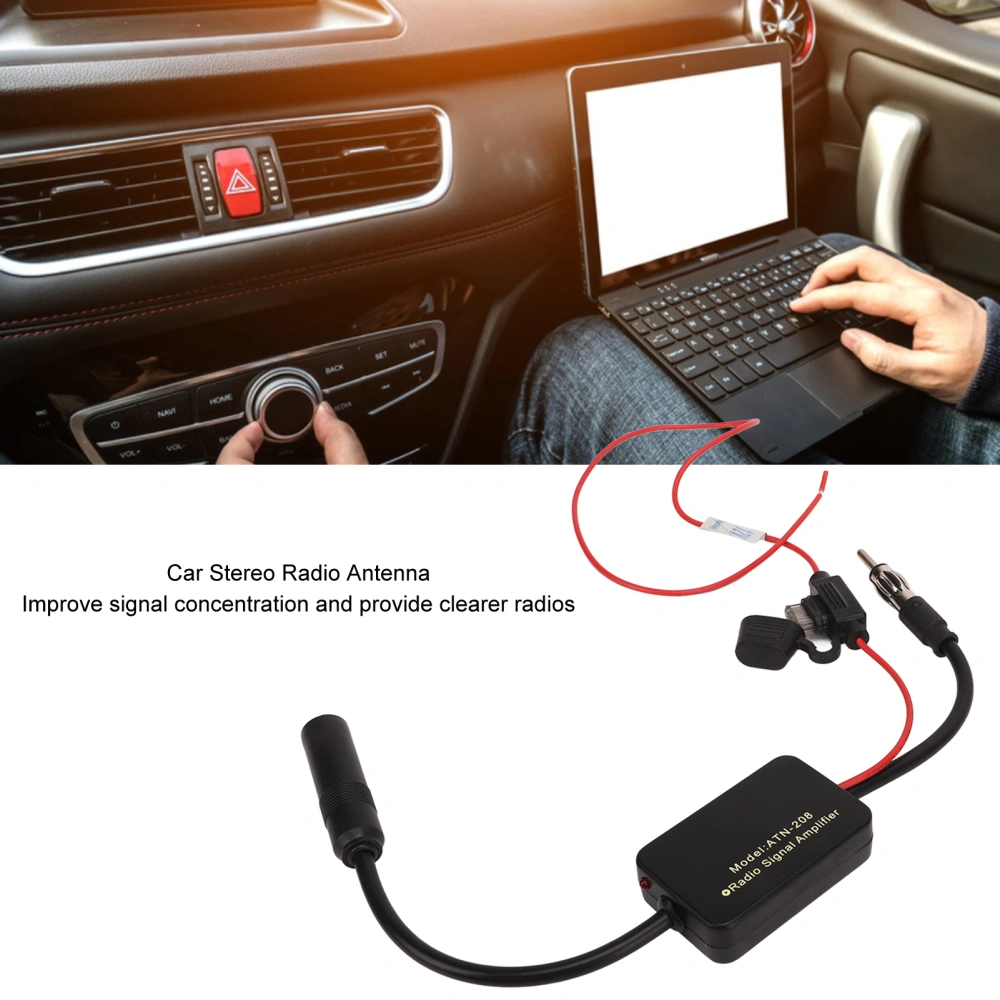 12V Car Stereo Radio Antenna Stable Signal Clear Radio Effect Interference Resistant Antenna Booster Stereo for Vehicle