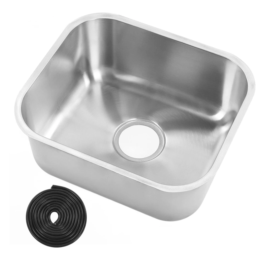 RV Sink Wash Basin Stainless Steel 430x370x180mm Rust Resistant Large Capacity for Camper Yacht Motorhome