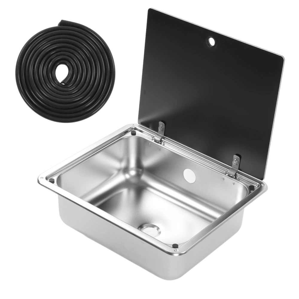 Kitchen Sink 304 Stainless Steel Flat Smooth Surface Easy Clean Square Water Sink for RV Yacht Bathroom