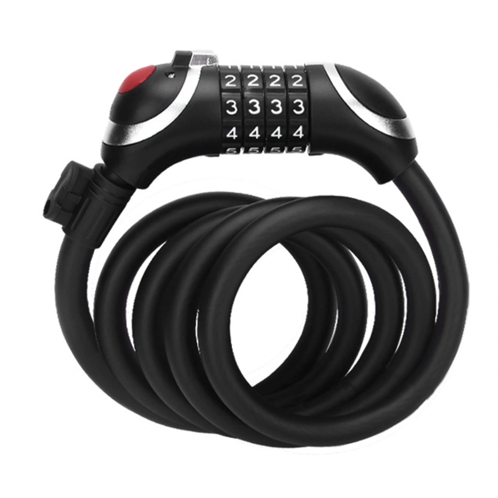 1.5m Bicycle Lock Cutting Resistant PVC Coating Flexible Cable 4 Digit Security Combination Lock for Outdoor Activities