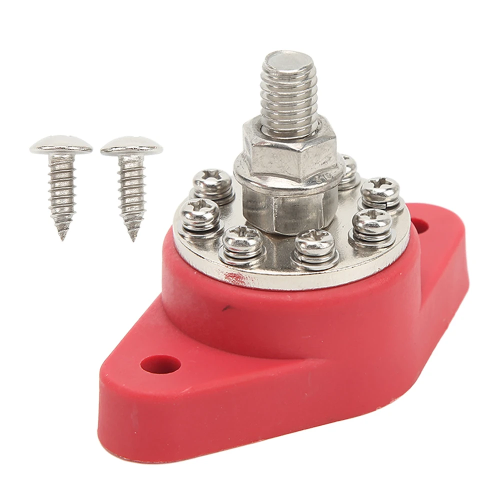 3/8in Red M10 Single Stud Power Distribution Terminal 12V 48V Battery Junction Post Bus Bar Block Stud for Cars RVs Ships Trucks