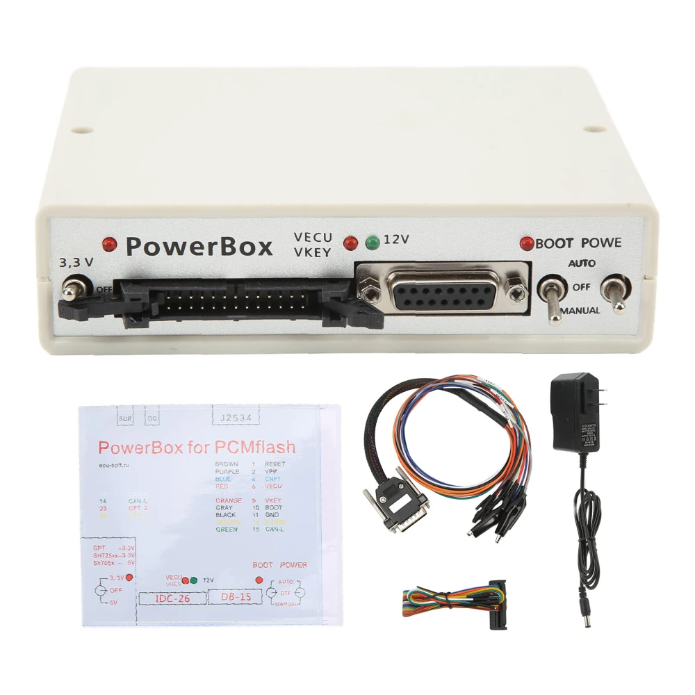 ECU Power Box Multi Purpose ECU Programmer Device Box Flexible Connection with Full Adapters 100‑240V