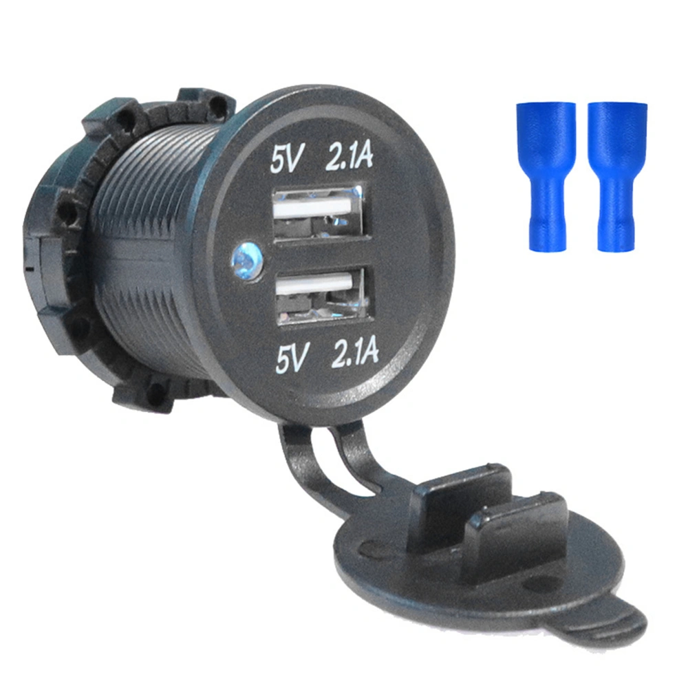 Car Charger Dual USB 4.2A Fast Charging LED Indicator Waterproof ABS for 12‑24V Bus Truck