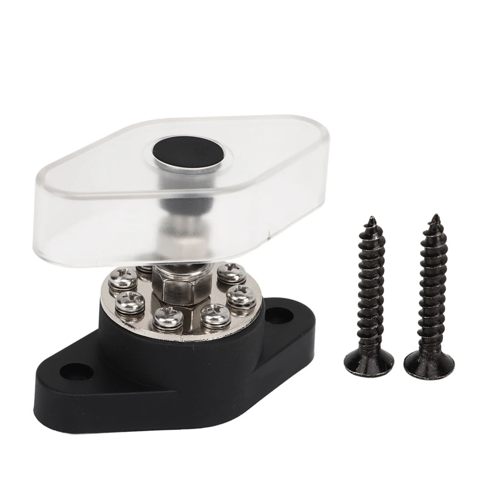 3/8in 180A Power Distribution Block 8+1 Point Bus Bar Junction Post with Transparent Cover