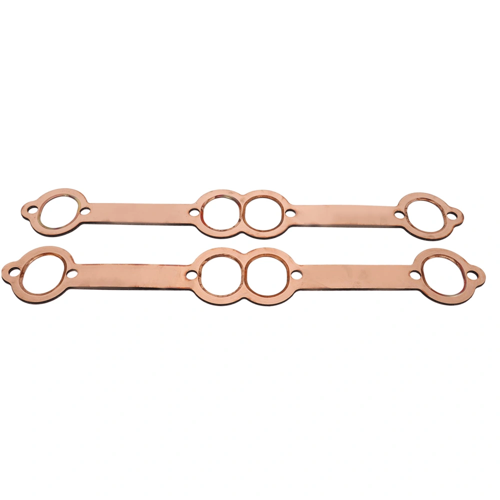 2Pcs Exhaust Manifold Gasket Set Oval Port Copper Plating for Small Block Engine 327 305 350 383