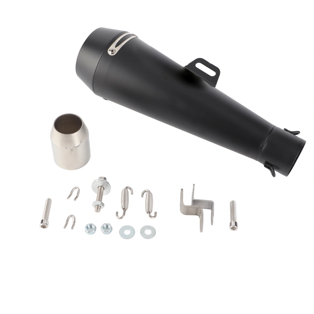 Black Motorcycle Exhaust Muffler Pipe Stainless Steel Tail Pipe Tip Kit High Performance Better Sound Universal Fit
