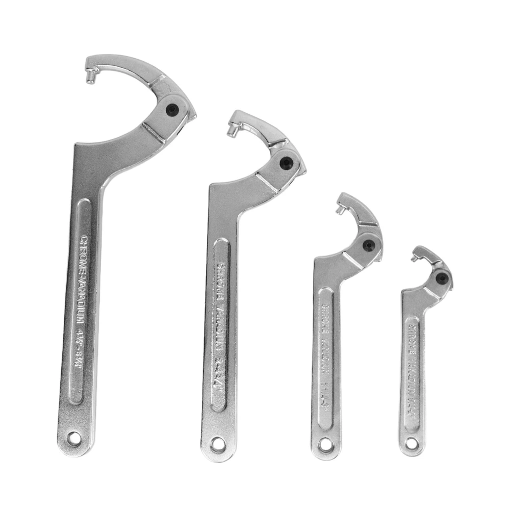 4PCS Adjustable Pin Wrench Tool Chrome Finish Strong Strength Alloy Steel Universal for Collars Bearings