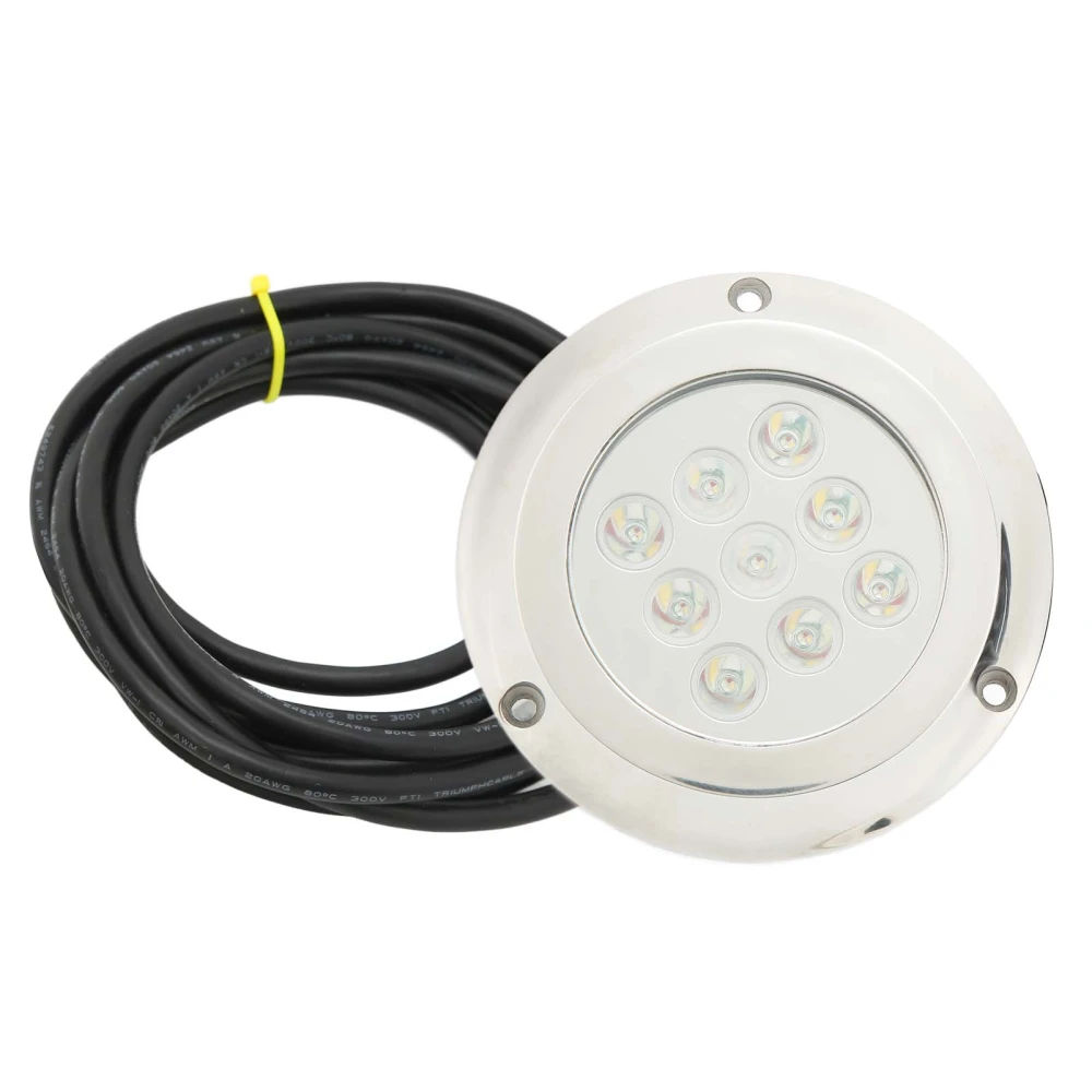 Yacht Underwater Light DC 12V‑24V Tempered Glass IP68 Waterproof Seawater Tail Dome Swimming Pool Lamp RGBW 24W