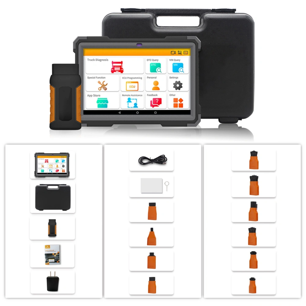 for ND566 OBD2 Scanner 10.1in Screen All System Fault Code Reader for Heavy Duty Truck Commercial Vehicle US Plug 110‑240V