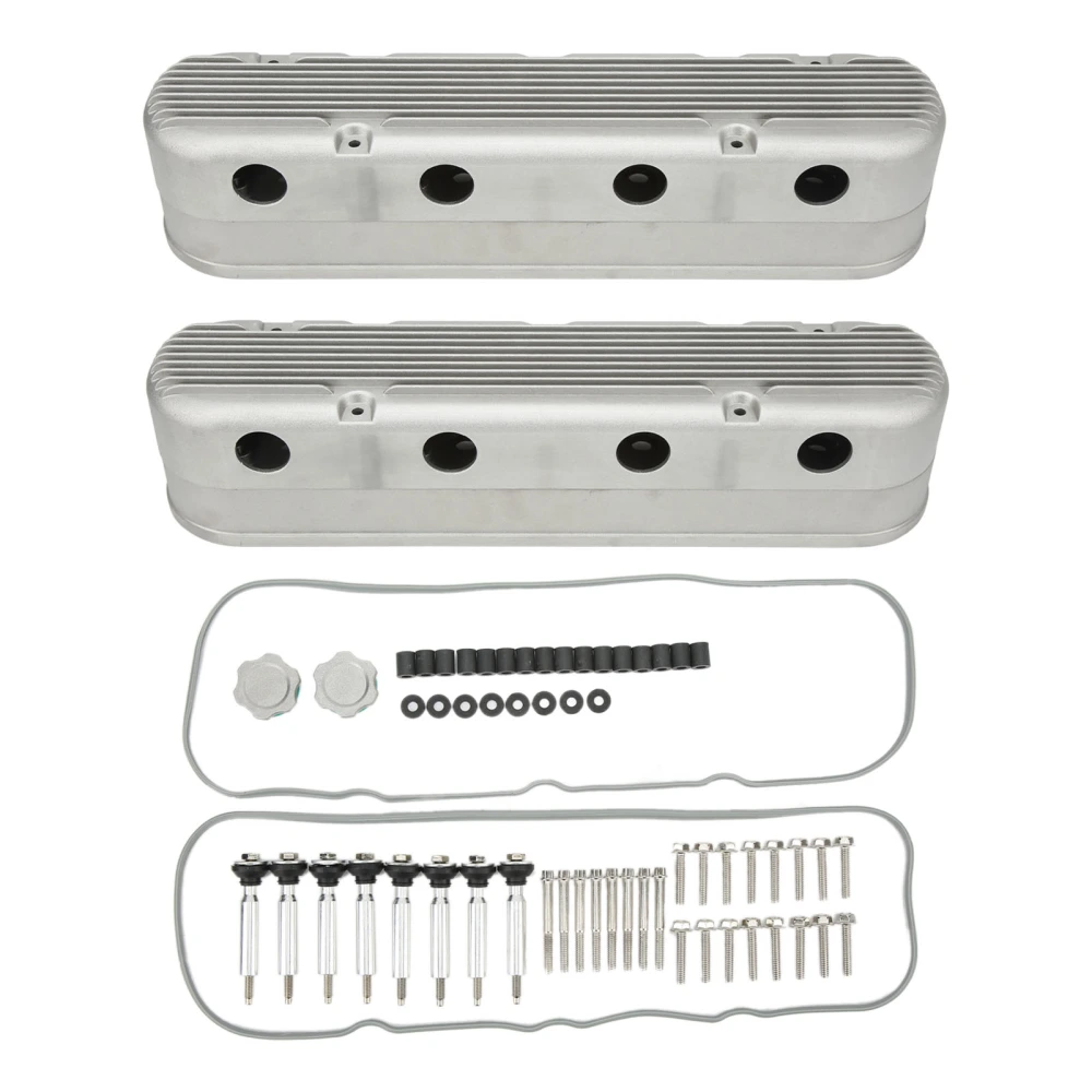 Engine Valve Cover Cast Aluminium Finned Silver High Strength for SMALL BLOCK V8 GEN III IV