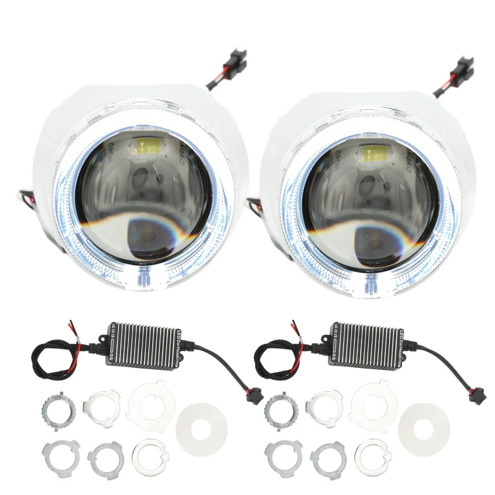 2.5in LED Dual Lens Headlights 12V 6000K White Light 3900LM Universal For H1 H4 H7 HB3 HB4 D1 Vehicle