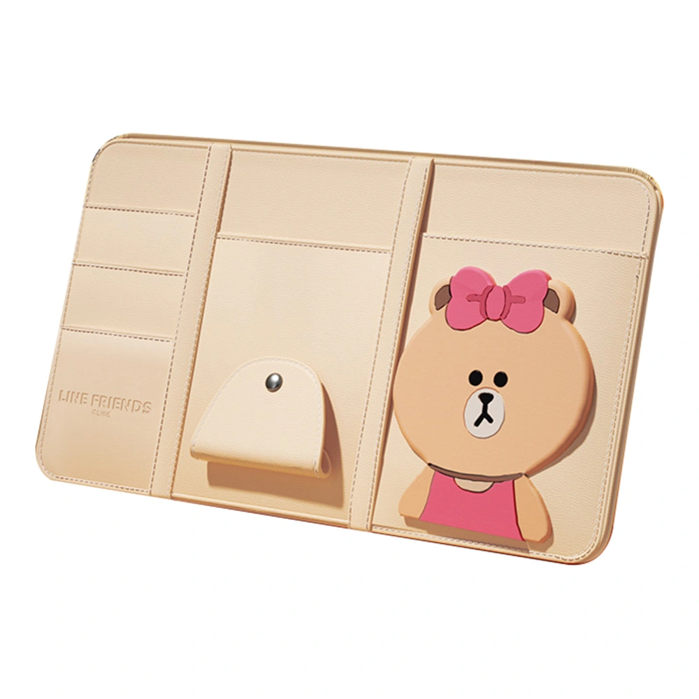 Car Sun Visor Organizer Cute Cartoon PU Leather Car Sun Visor Glasses Holder for Car Interior Accessories CHOCO