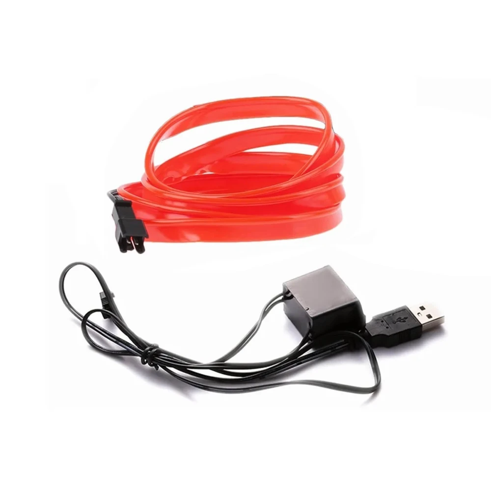 10ft Car LED Interior Strip Light Flexible with USB Cable Cool Unique Universal Neon Atmosphere Light Red