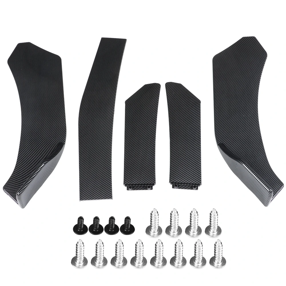 5PCs Front Bumper Chin Spoiler Carbon Fiber Style Universal Car Front Bumper Lid Splitter