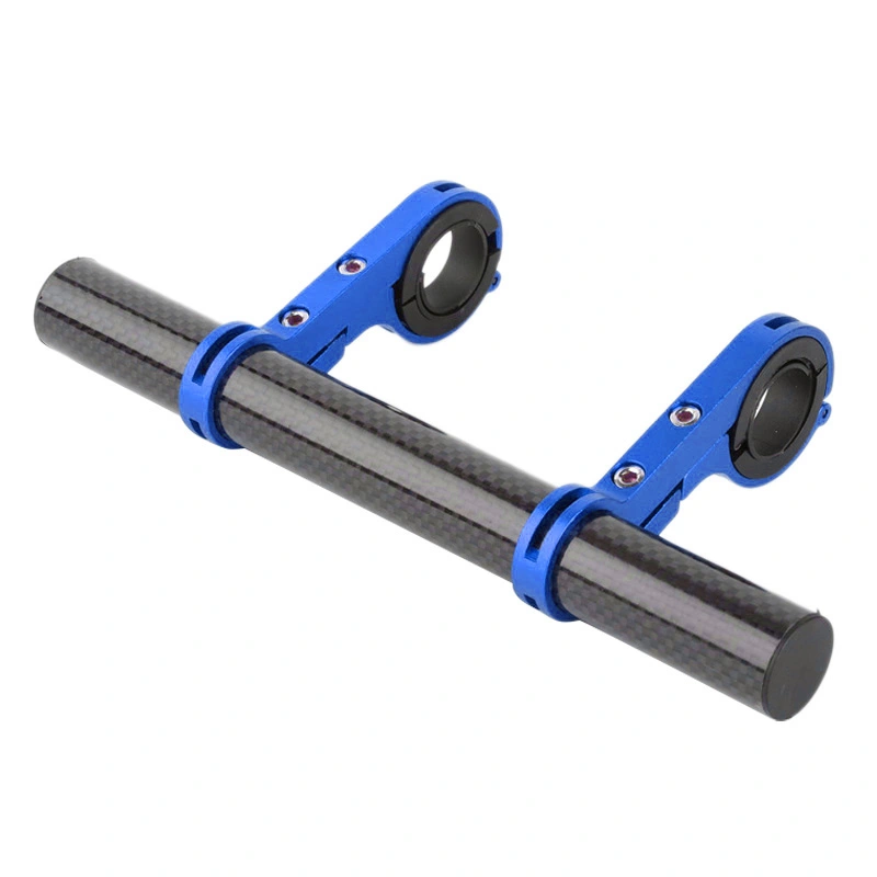 Bike Handlebar Extender Lightweight Carbon Fiber Aluminum Alloy for Phone Mount Light Lamp Blue Double Clamp