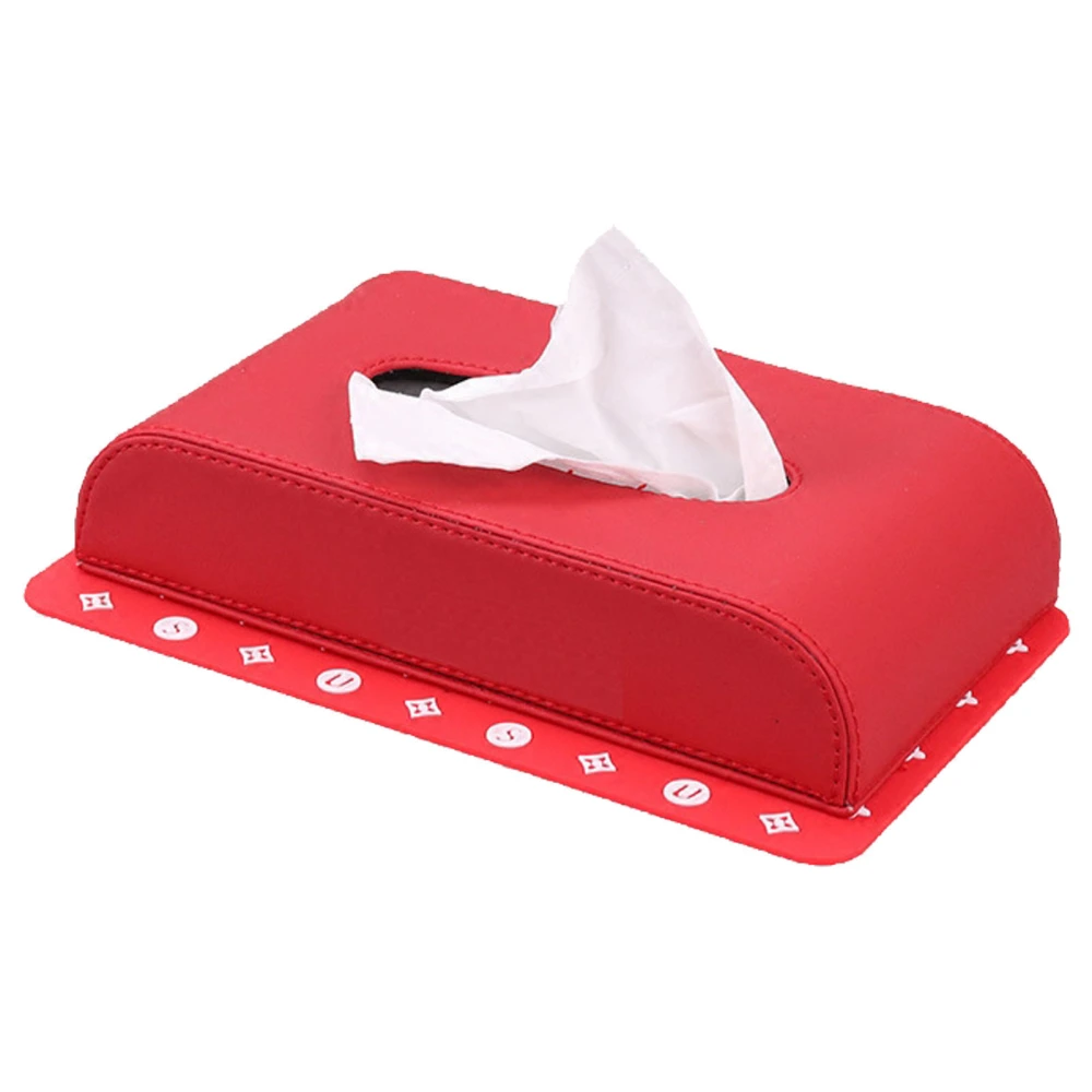 Car Tissue Box Holder with Magnetic Switch Leather Napkin Dispenser Replacement for CX‑5 CX‑4 Red