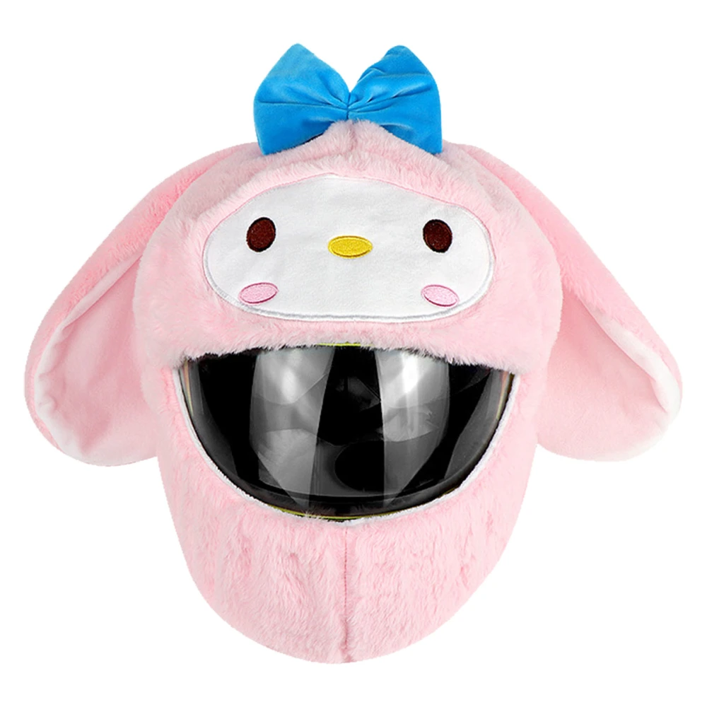 Motorcycle Helmet Cover Cartoon Animal Style Soft Warm Plush PP Cotton Cute Helmet Cover for Outdoor Bike Cycling Pink