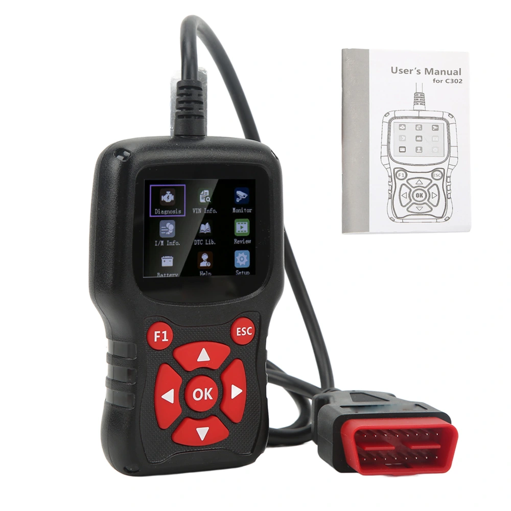 for Creator C302 EOBD OBDII Scanner LCD Display Multi Language High Accuracy for Cars 8V‑24V