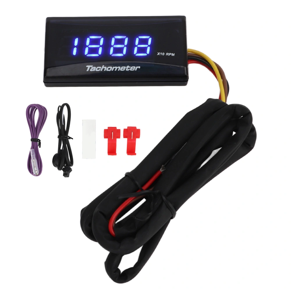 Motorcycle Tachometer DC 12V Ultra Thin LCD Waterproof Backlight for Modification Blue