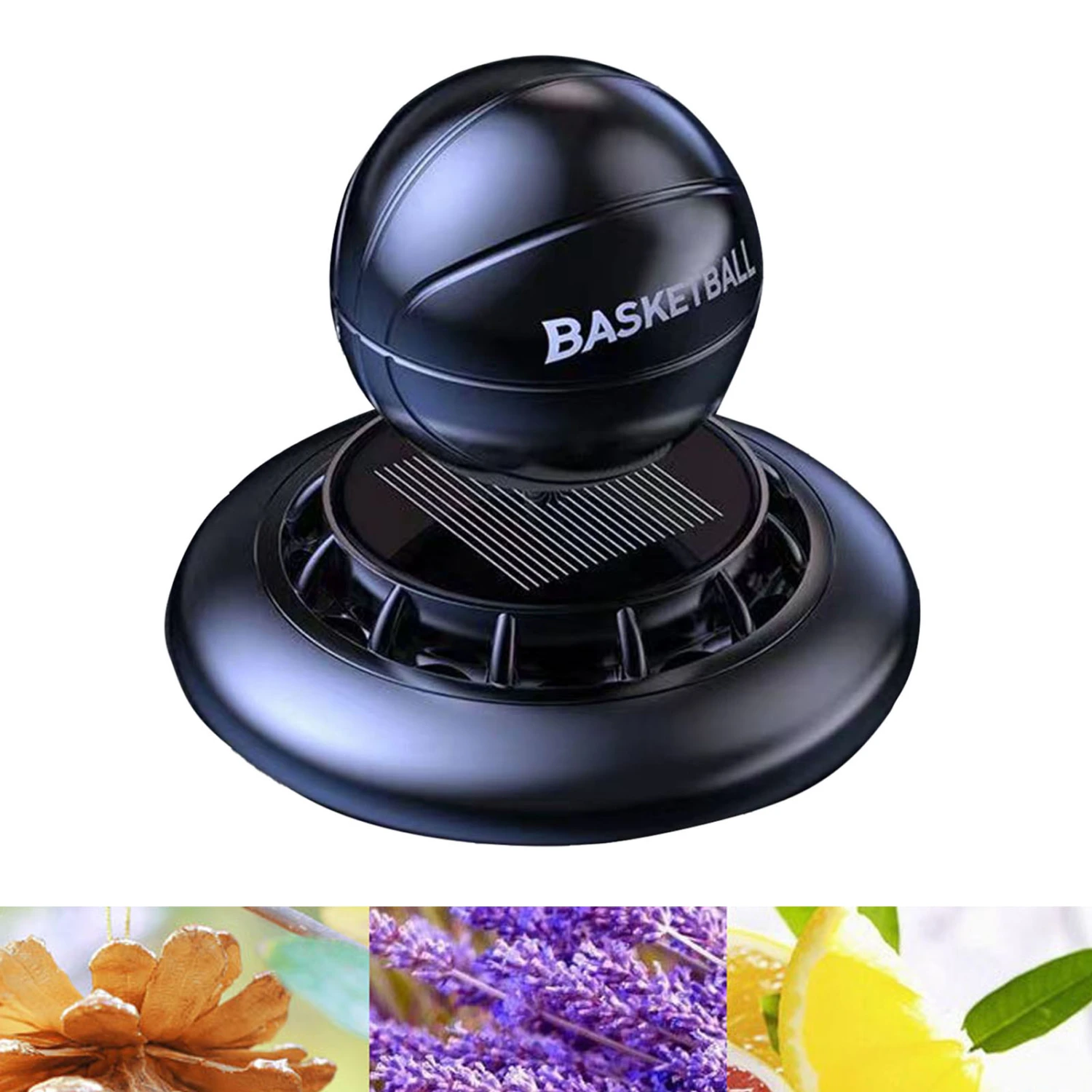 Car Solar Freshener Auto Rotatable Football Strong Alloy Stylish Design Car Air Freshener for Vehicle Decoration Glossy Black