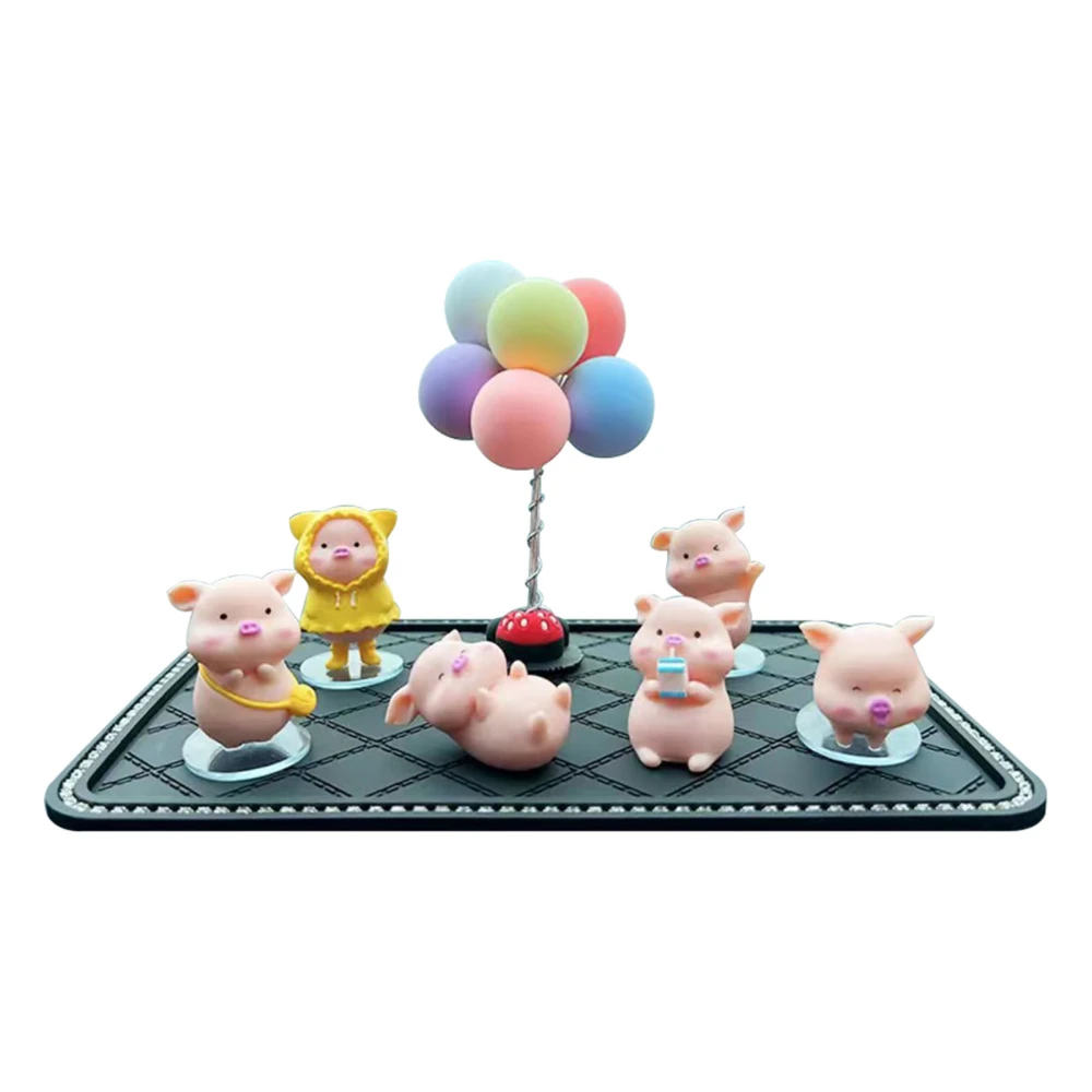 Car Ornaments Cute Piglet Shape Viscous Base Desktop Decor for Home Restaurant Office Decoration Piglet Rhinestone Cushion Colorful Balloon