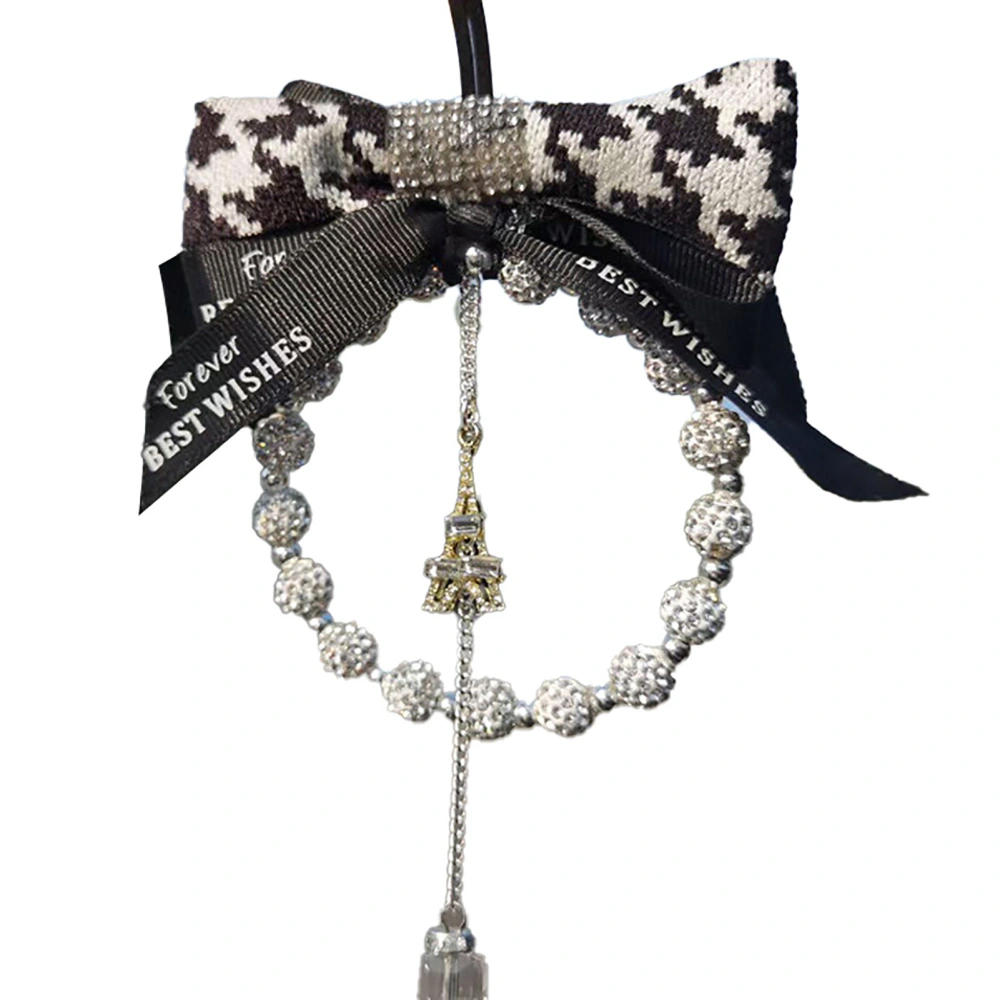 Bowknot Car Pendant Inset Rhinestone Durable Alloy Eco Friendly Car Rearview Mirror Charm for Decoration Tower
