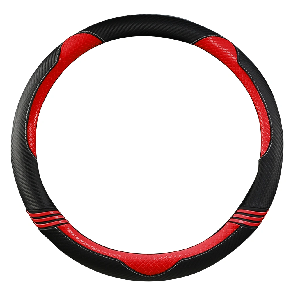 Auto Steering Wheel Cover Non Slip Carbon Fiber Leather Car Steering Wheel Protection Cover Black Red