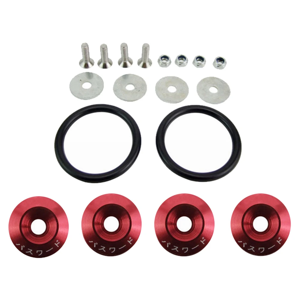JDM Quick Release Fasteners Kit Complete High Strength Anodic Oxidation Surface for Car Red