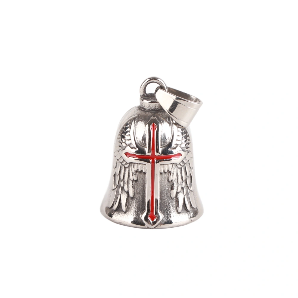 Stainless Steel Bell Red Cross Suspensible Good Luck Safe Cycling Riding Bell for Motorcycles SUVs Bicycles Trucks