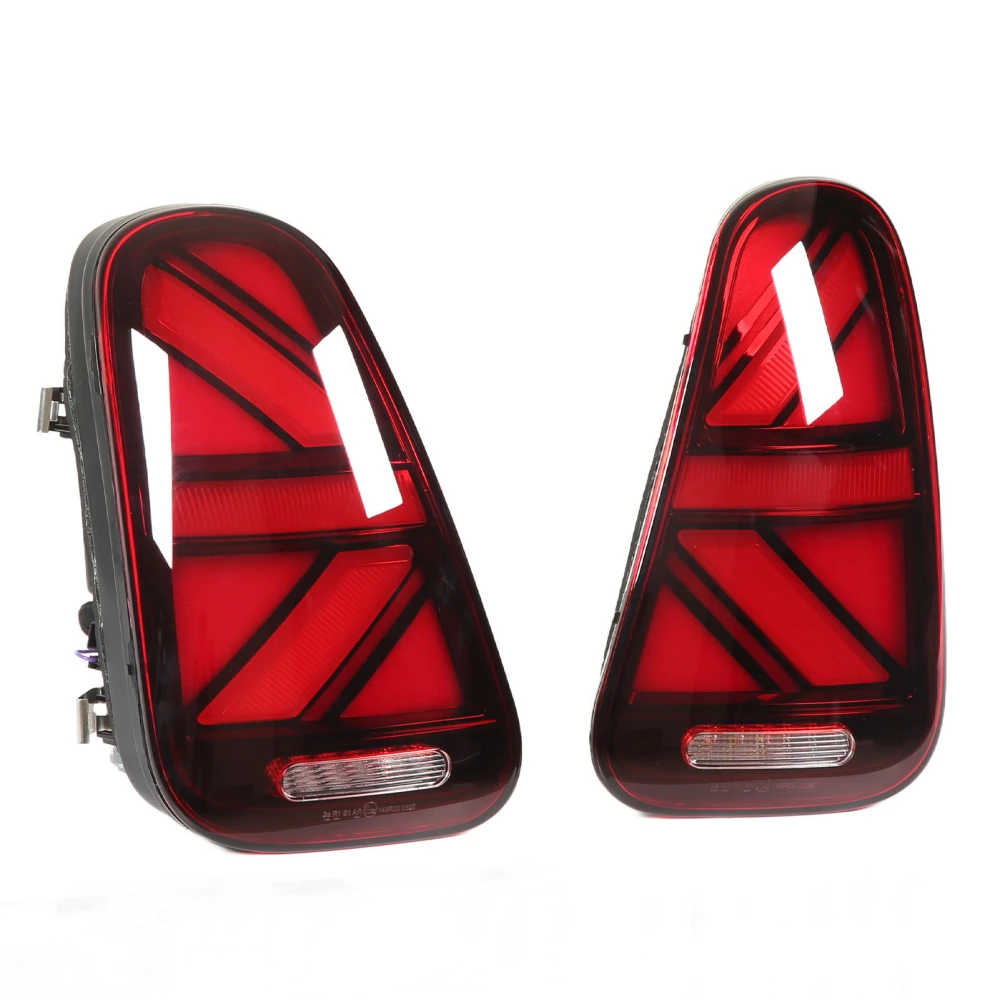 Full LED Union Jack Tail Lights With Sequential Turn Signal Red for Cooper R50 R53 3 Door Hatchback 2001‑2006