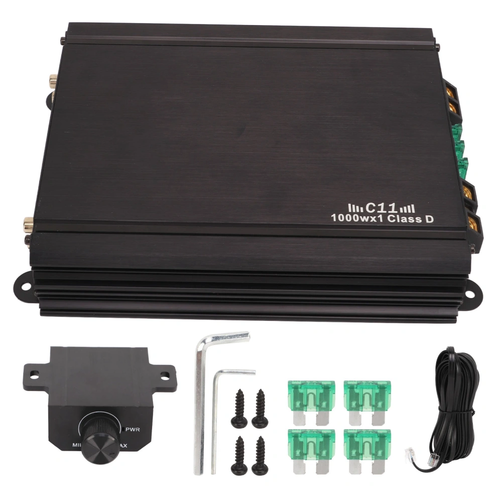 1CH Car Amplifier 1000W Class D High Sensitivity Audio Amp Universal for Speaker Subwoofer Audio System