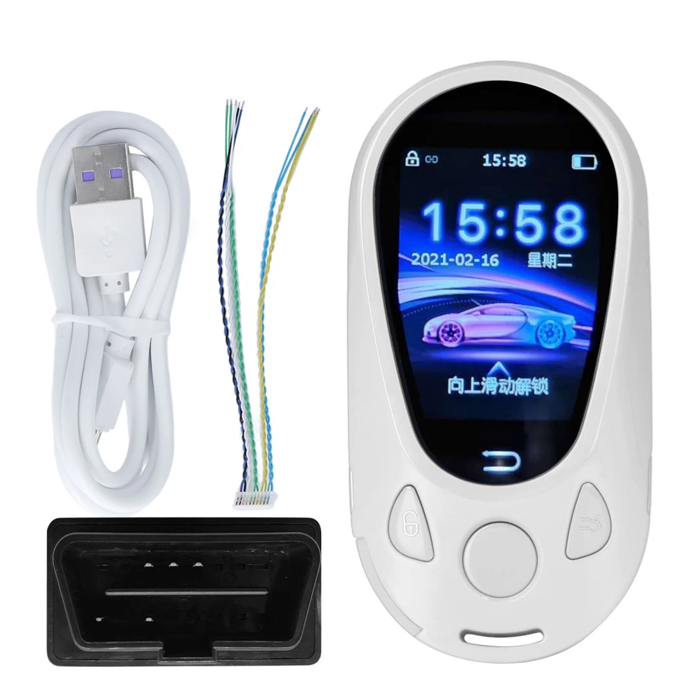 Smart LCD Touch Screen Car Keys Keyless Entry Universal Remote Key for Start and Stop Engine Button Car Models Silver