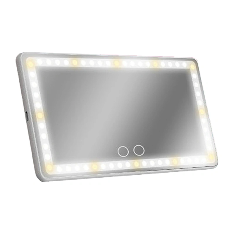 Car Vanity Mirror Touch Screen Capacitive Lighting Adjustment Car LED Cosmetic Mirror for Makeup Repair White Rechargeable