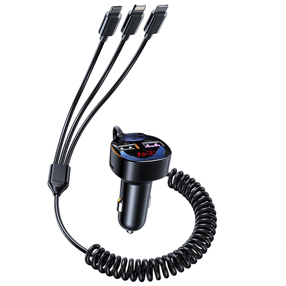 Car Charging Head Super Metal Charger Lighter 1 Drive 3 Fast Thermal Conductivity 55W QC3.0 2 USB With Digital Display