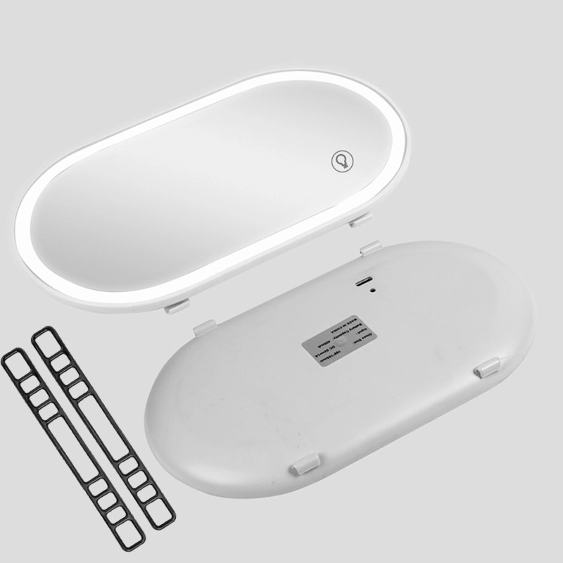 Car Sun Visor Mirror with LED Light Touch Switch HD Glass Universal Sun Shading Cosmetic Mirror Light Gray