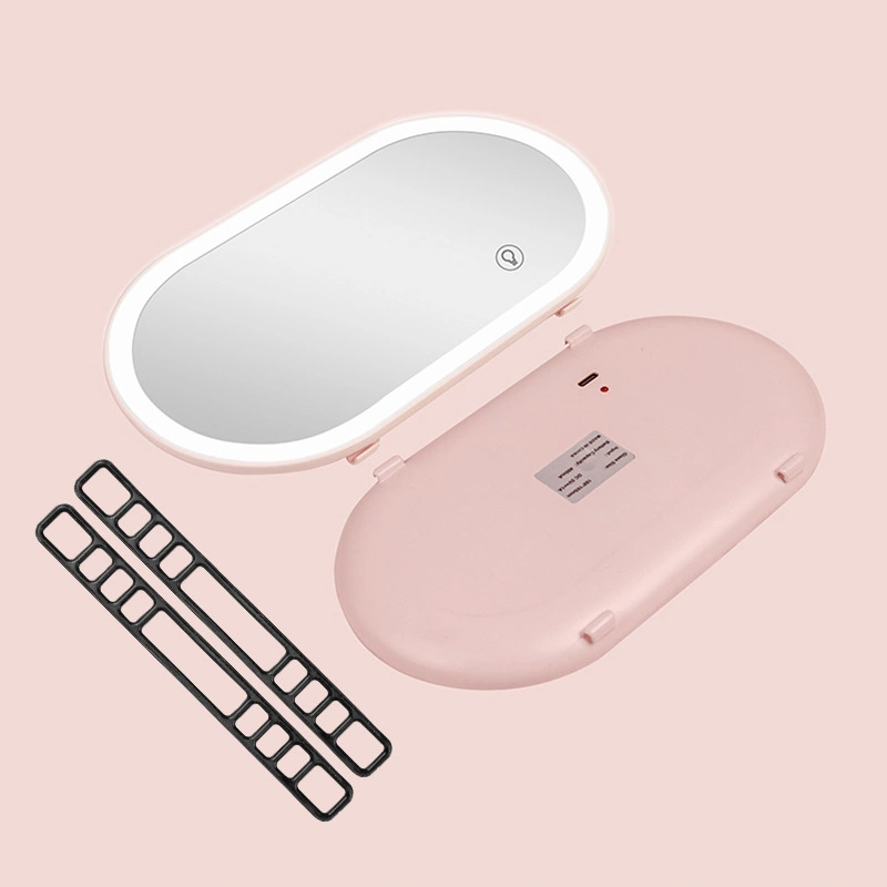 Car Sun Visor Mirror with LED Light Touch Switch HD Glass Universal Sun Shading Cosmetic Mirror Sakura Pink