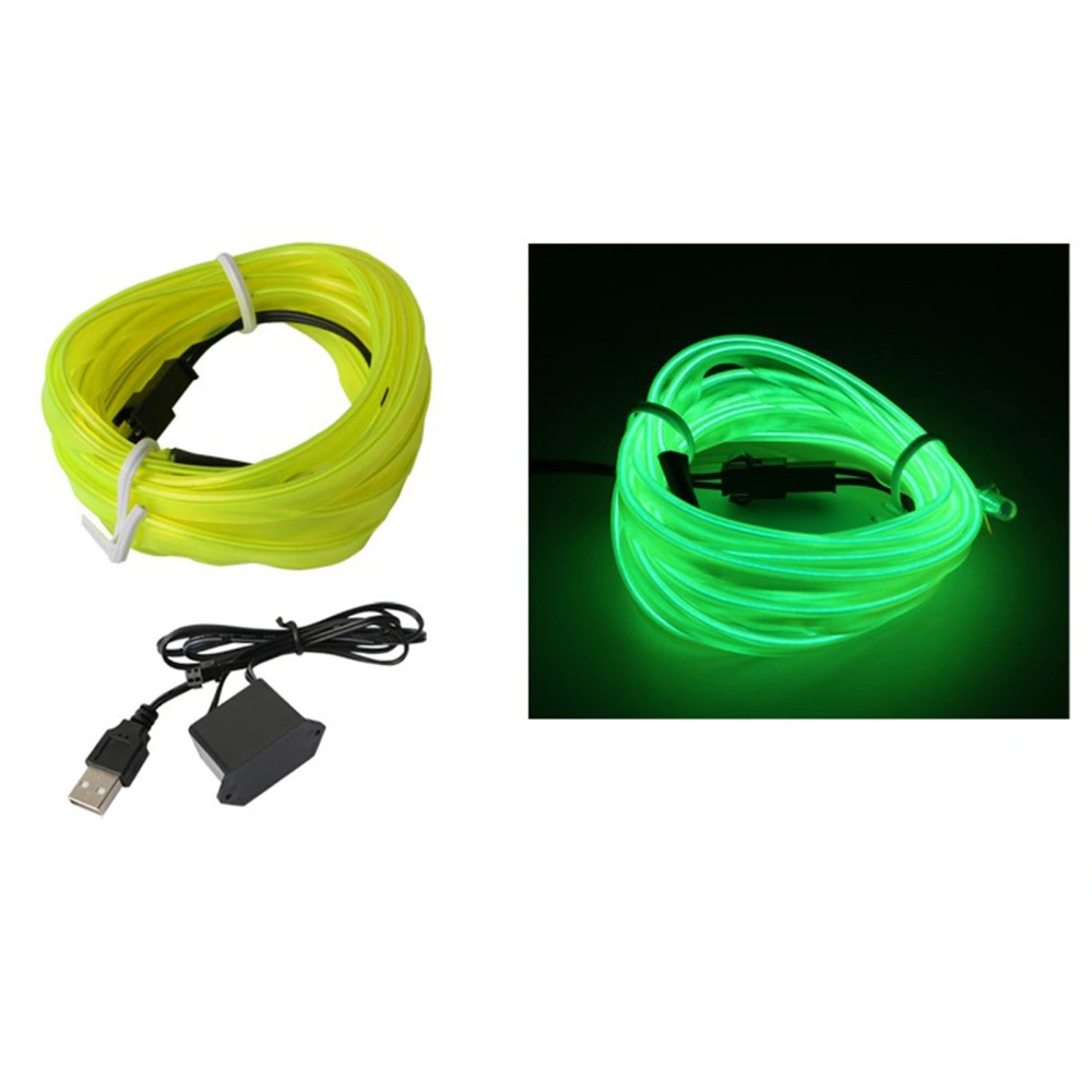Car Neon Wire Light USB Powered Ambience Decoration Car Interior LED Strip Light 5V 9.8ft Fluorescent Green