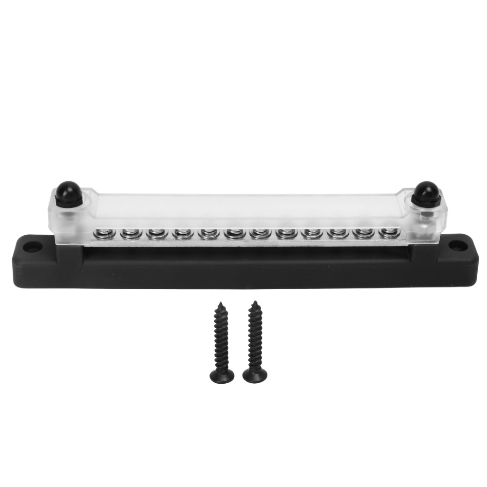 48V 150A 12 Terminal Bus Bar Power Distribution Block with Cover M6 Studs M4 Screws for Car RV Marine Boat Black