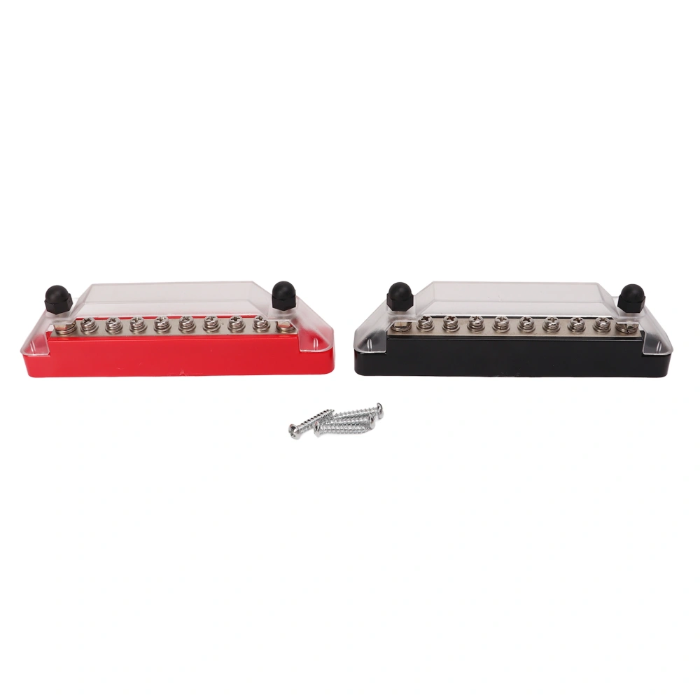 1 Pair Power Distribution Block 10 Terminal 48V 150A M6 Stud M4 Screw Bus Bar for Car Boat 2PCS M6 Studs, 8PCS M4 Screw